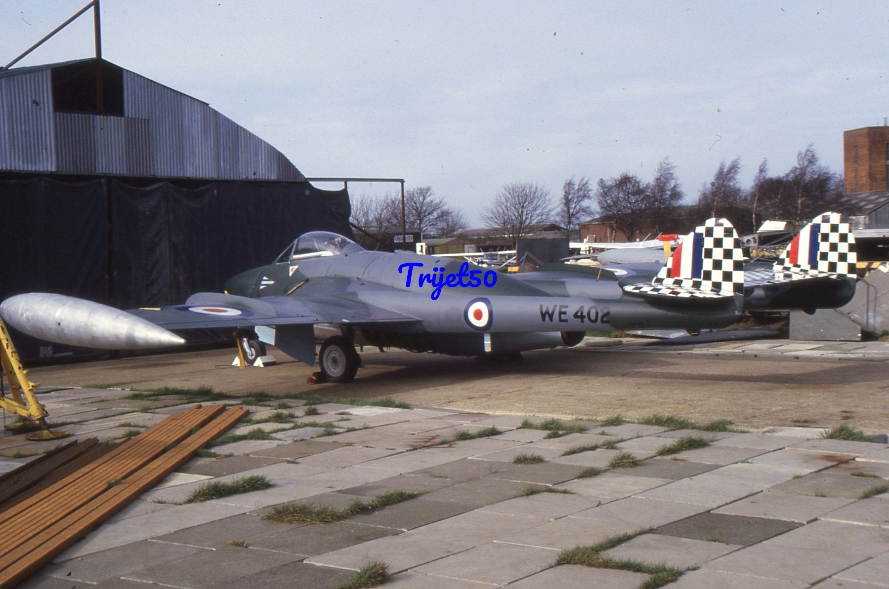 35mm Military Aircraft Slide Venom WE402 G-VIDI at Cranfield in 1989