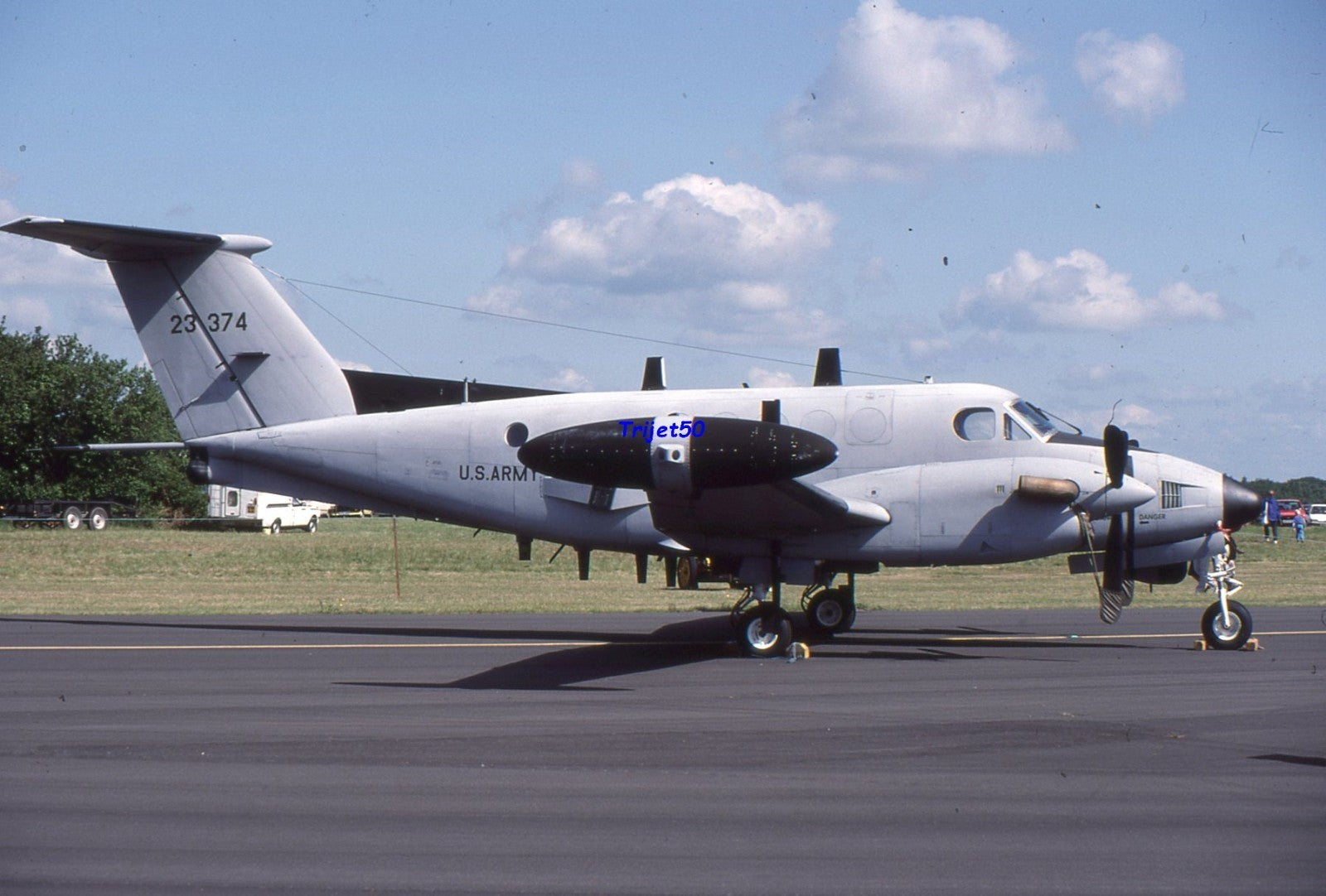 35mm Military Aircraft Slide Beech RC-12 23374 at Bournemouth 1988