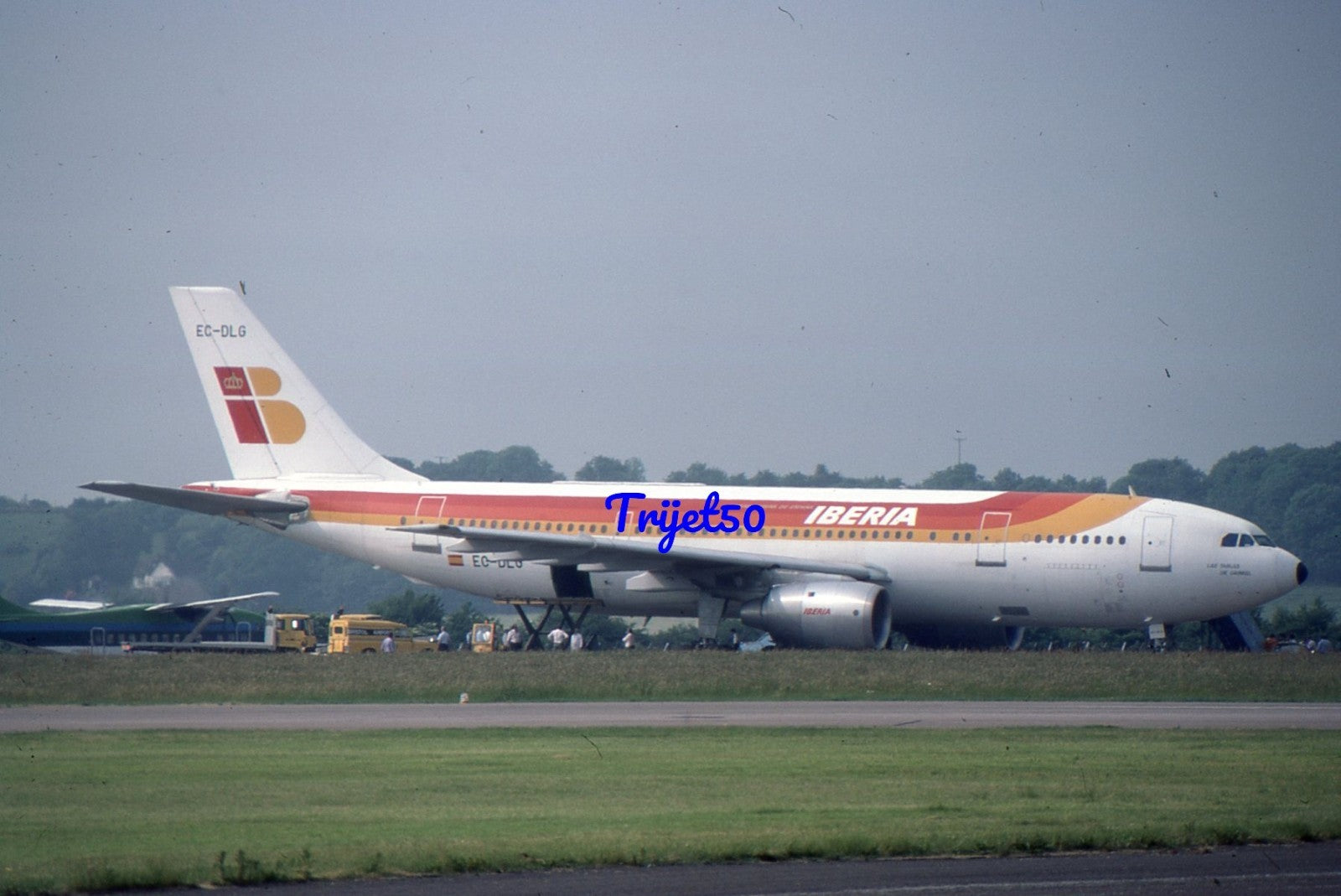 35mm Civil Aircraft Slide Airbus A300 Iberia EC-DLG Bristol 1984