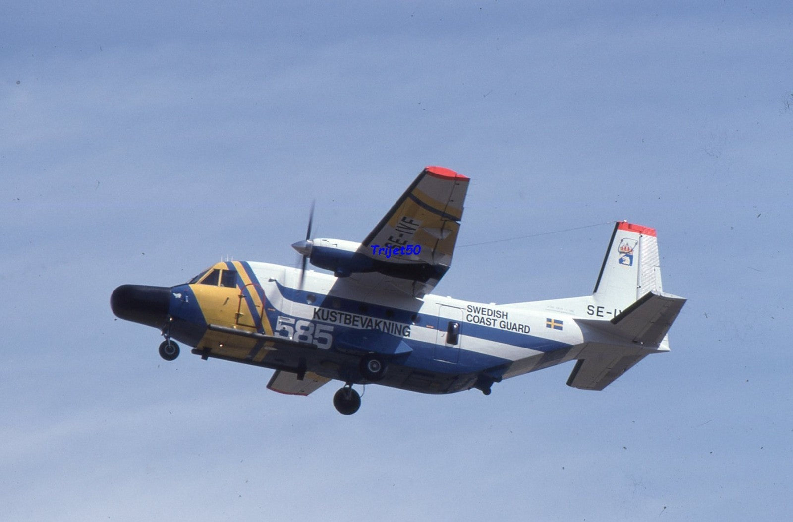 35mm Military Aircraft Slide CASA 212 Aviocar SE-IVF Swedish Coastguard RIAT Fairford 96