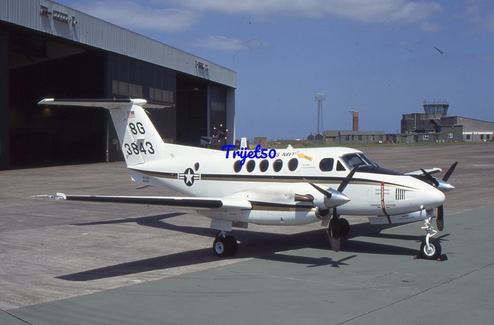 35mm Military Aircraft Slide Beech UC-12 163843 at St Mawgan in 1996