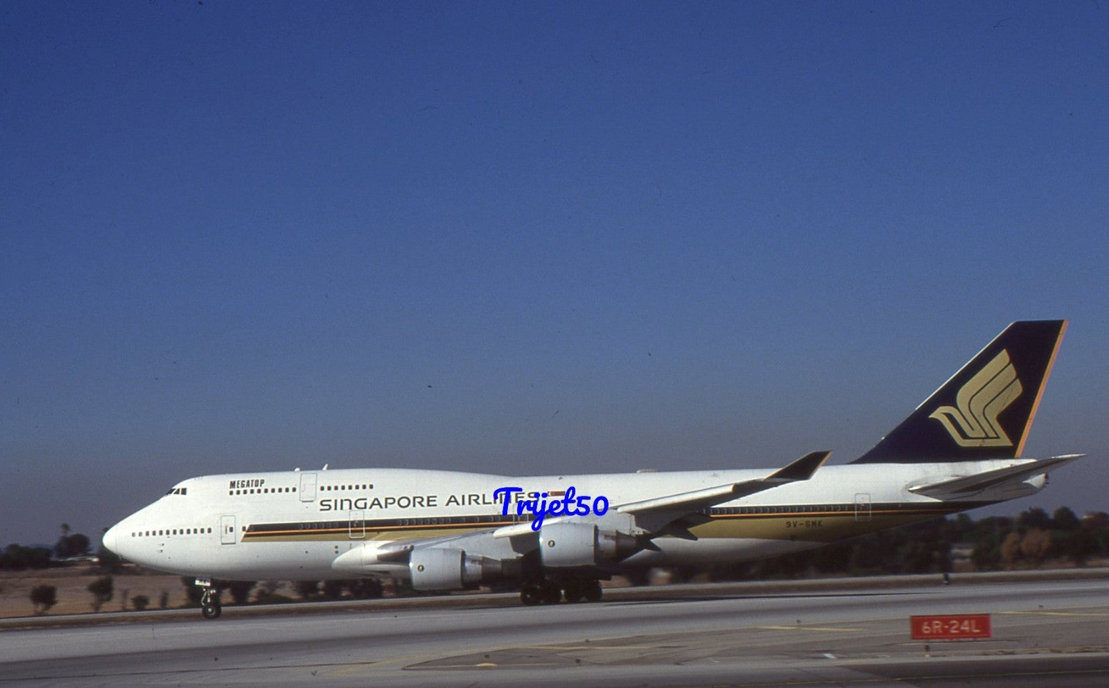 35mm Civil Aircraft Slide Boeing 747 9V-SMK Singapore Airlines LAX 1994