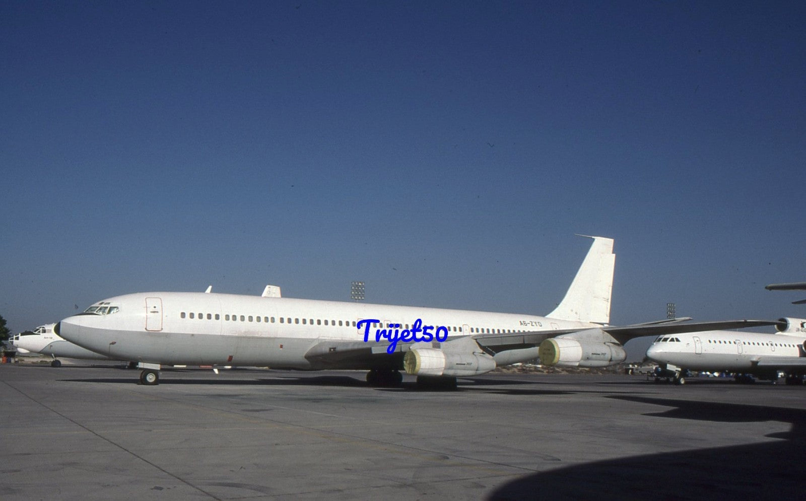 35mm Civil Aircraft Slide Boeing 707 A6-ZYD Sharjah 2002