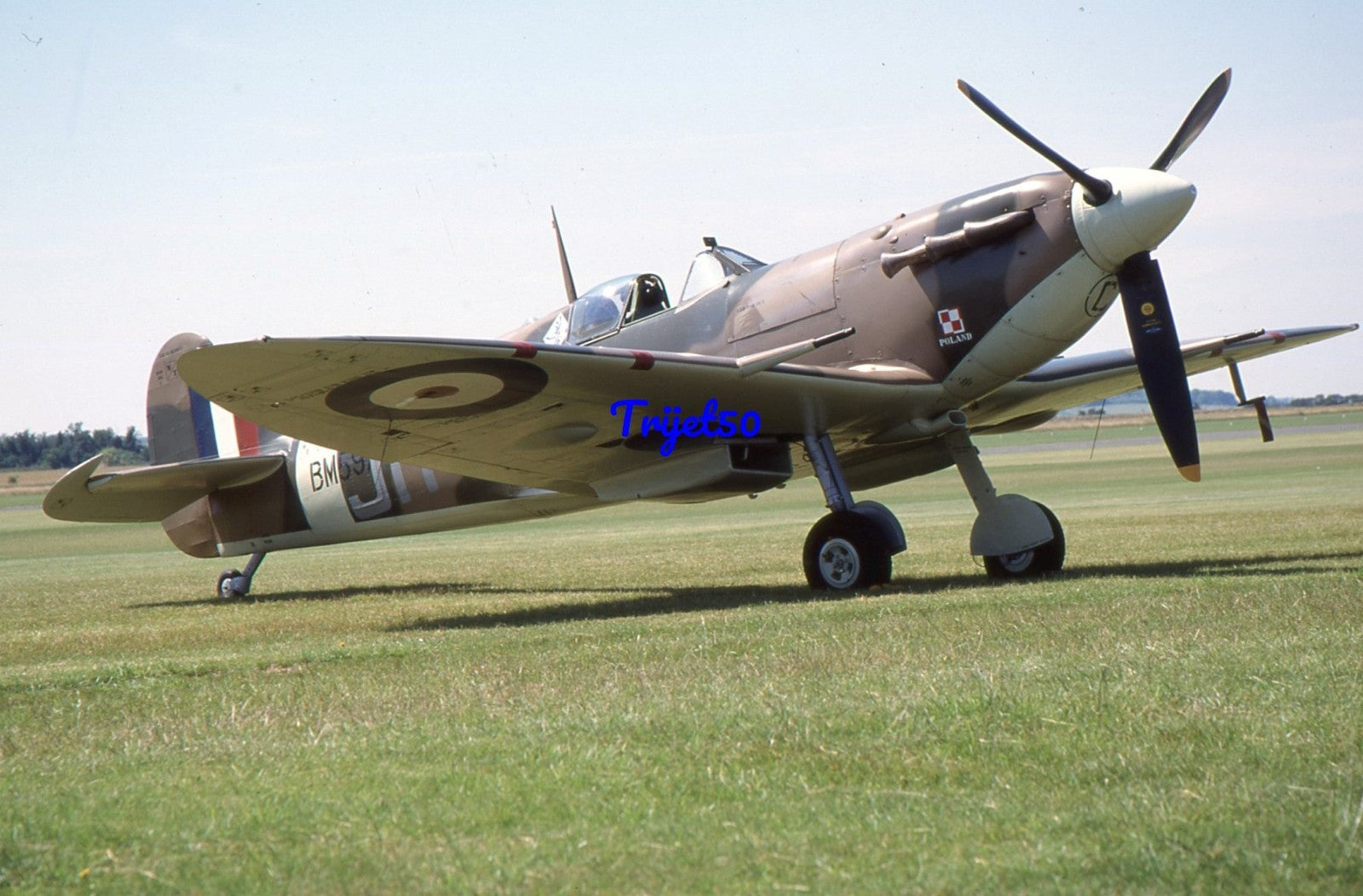 35mm Military Aircraft Slide Spitfire G-MKVB Duxford 2002