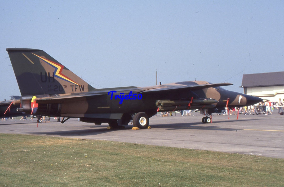 35mm Military Aircraft Slide F-111E 68020 USAF RAF Upper Heyford 1990