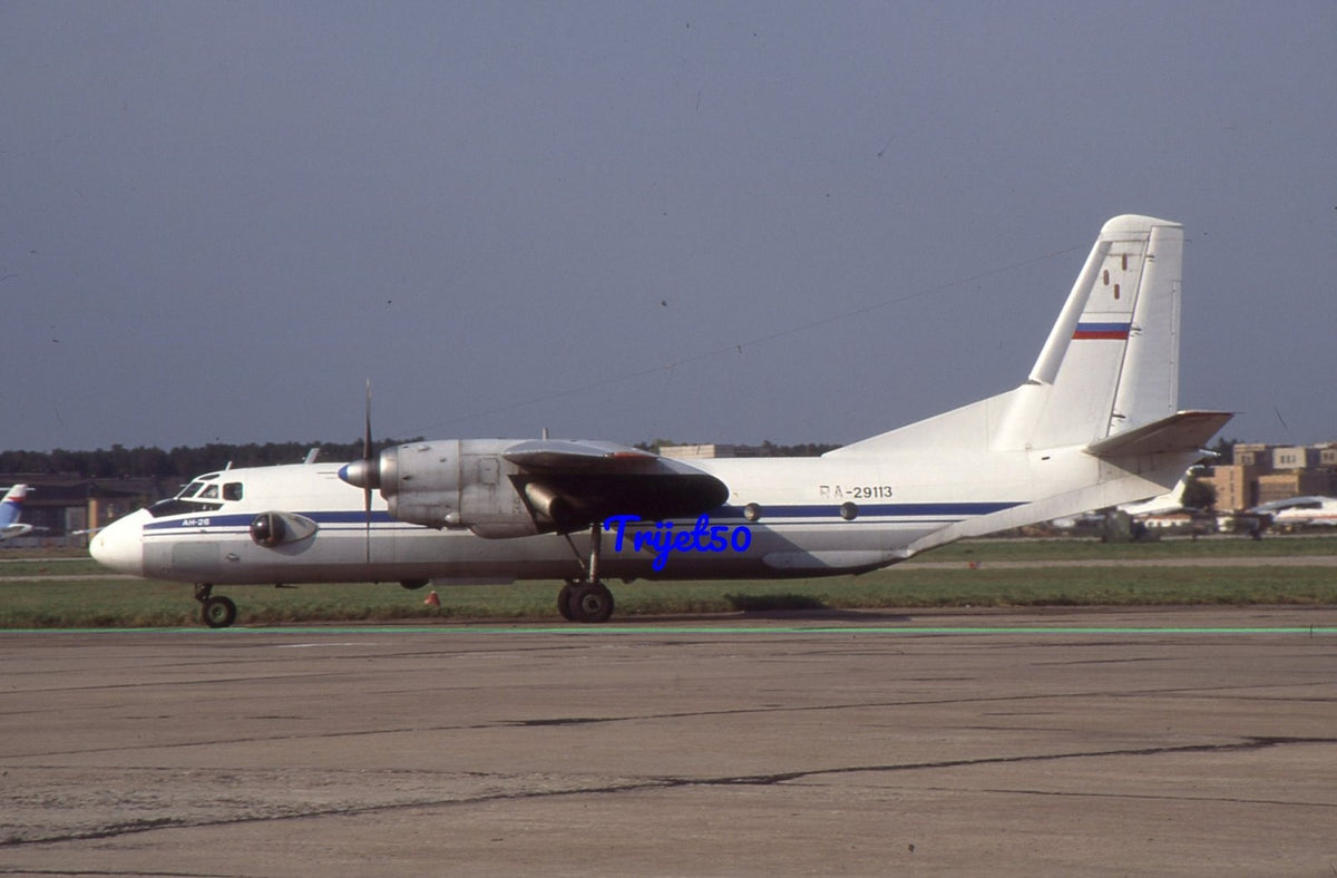 35mm Civil Aircraft Slide Antonov An-26 RA-29113 Moscow 1995