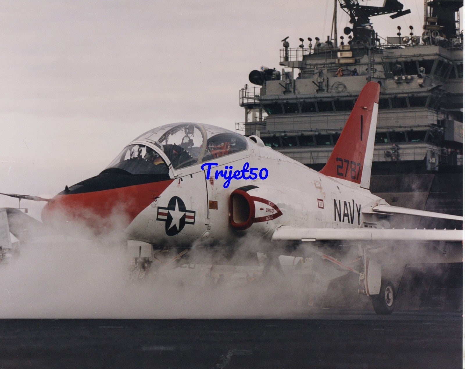10X8 Colour Photo T-45A Goshawk launching from USS Kennedy 1991