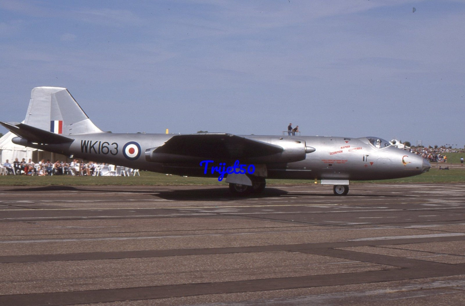 35mm Military Aircraft Slide Canberra WK163 G-BVWC Cranfield 1998