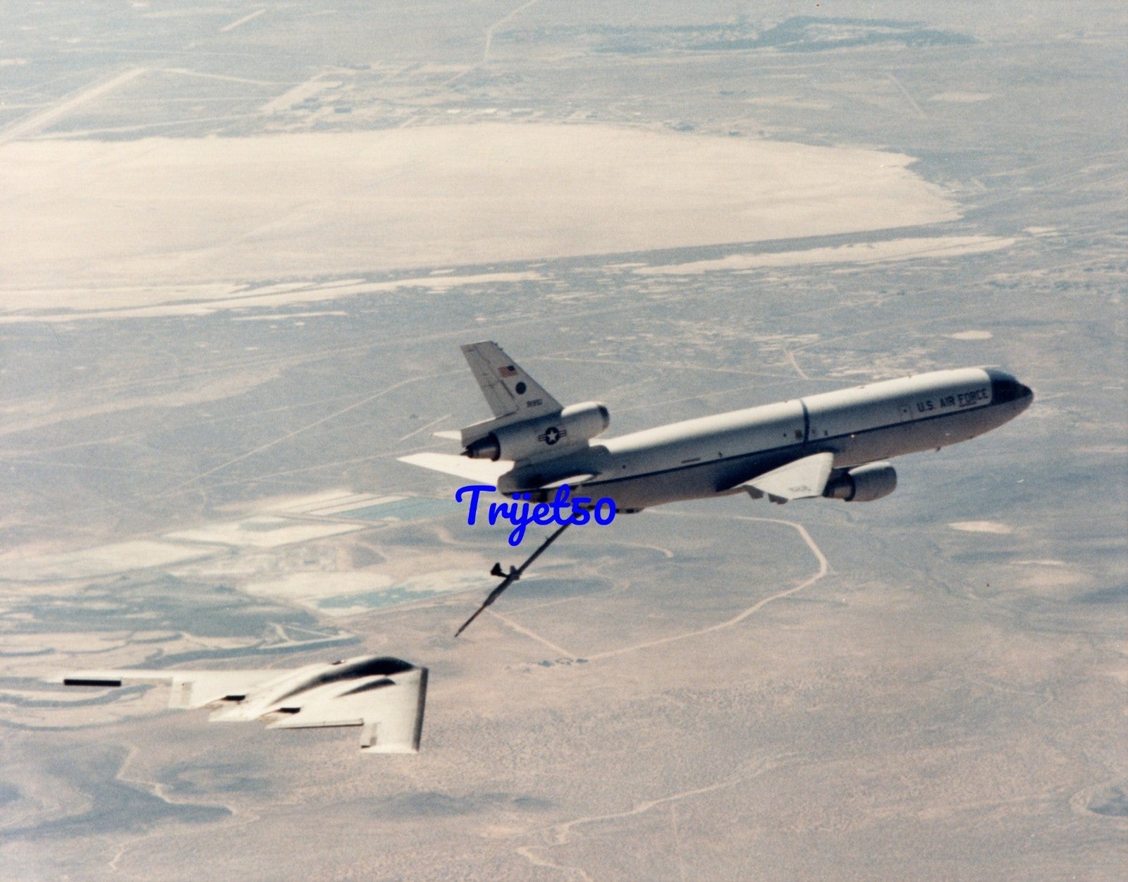 10X8 Colour Photo Northrop B-2 In close proximity of a KC-10 Extender