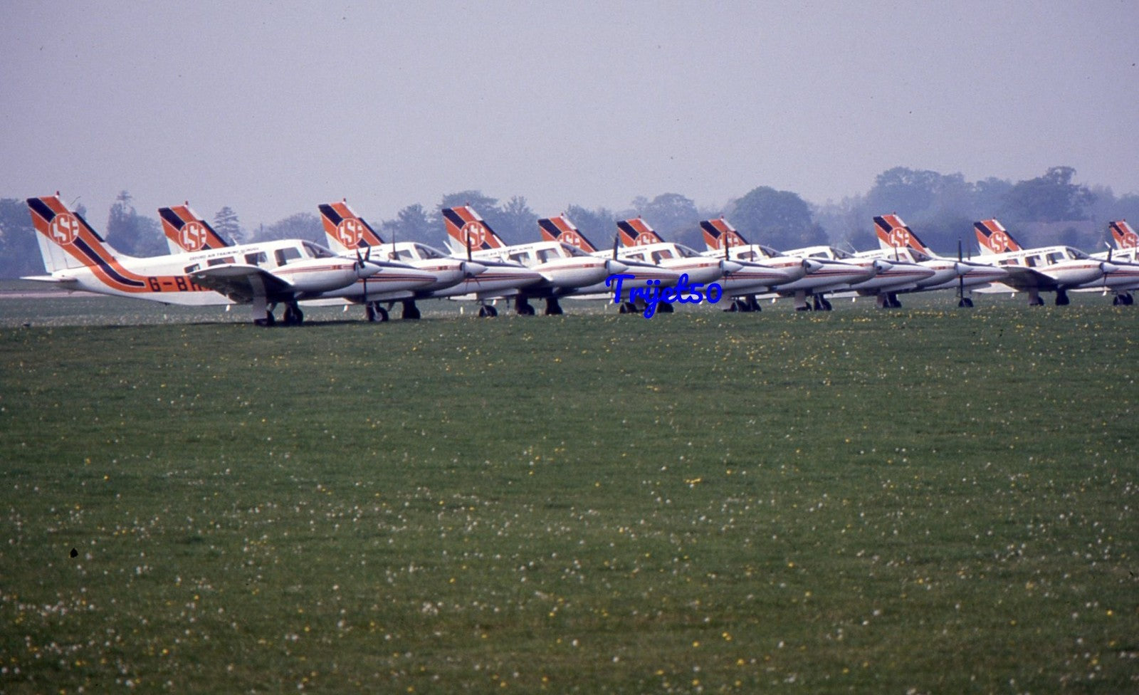 35mm Civil Aircraft Slide Piper PA-34 Seneca CSE Aviation Line at Kidlington 1990