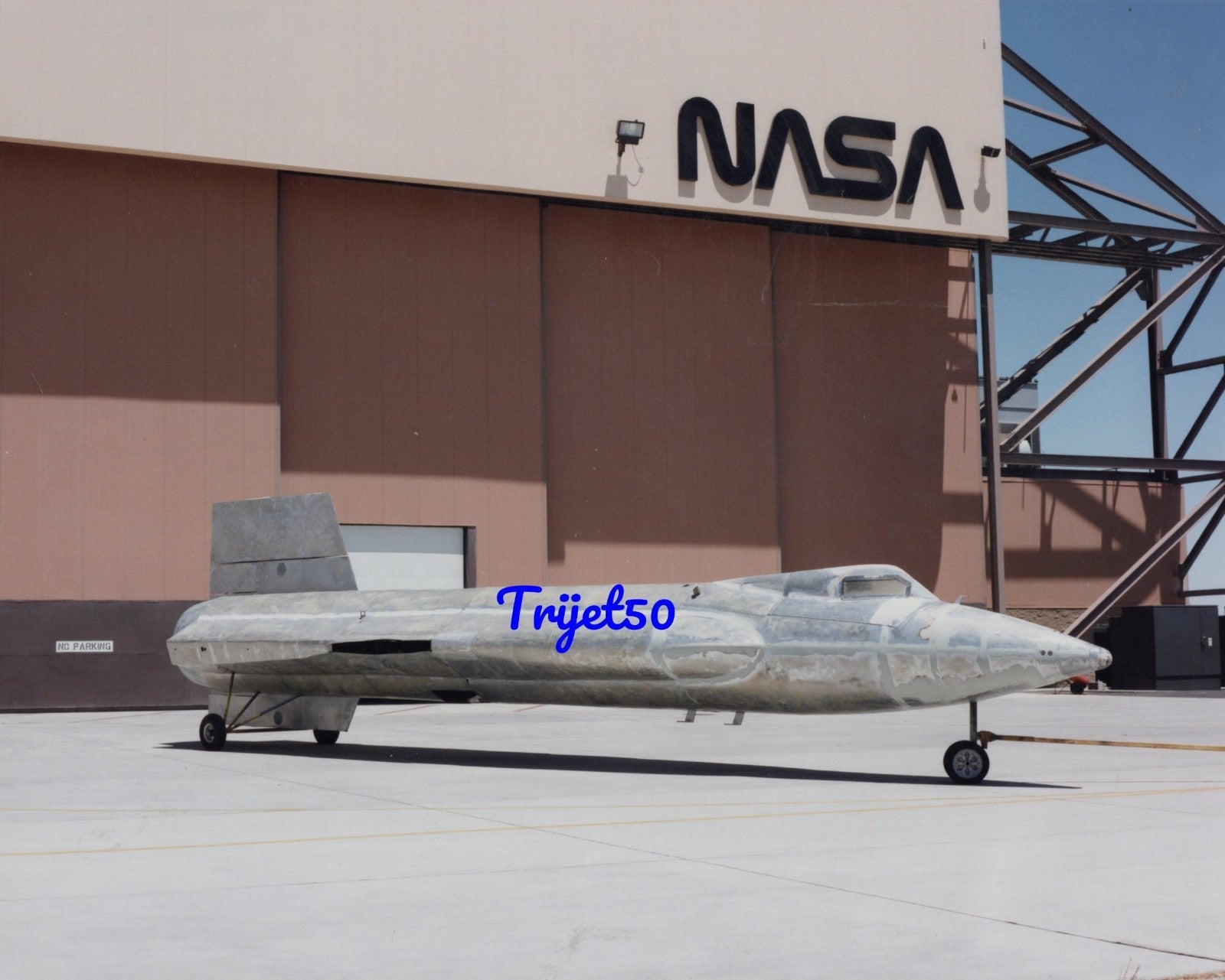10x8 Colour Photo X-15 Replica wings removed bare metal outside NASA Hangar
