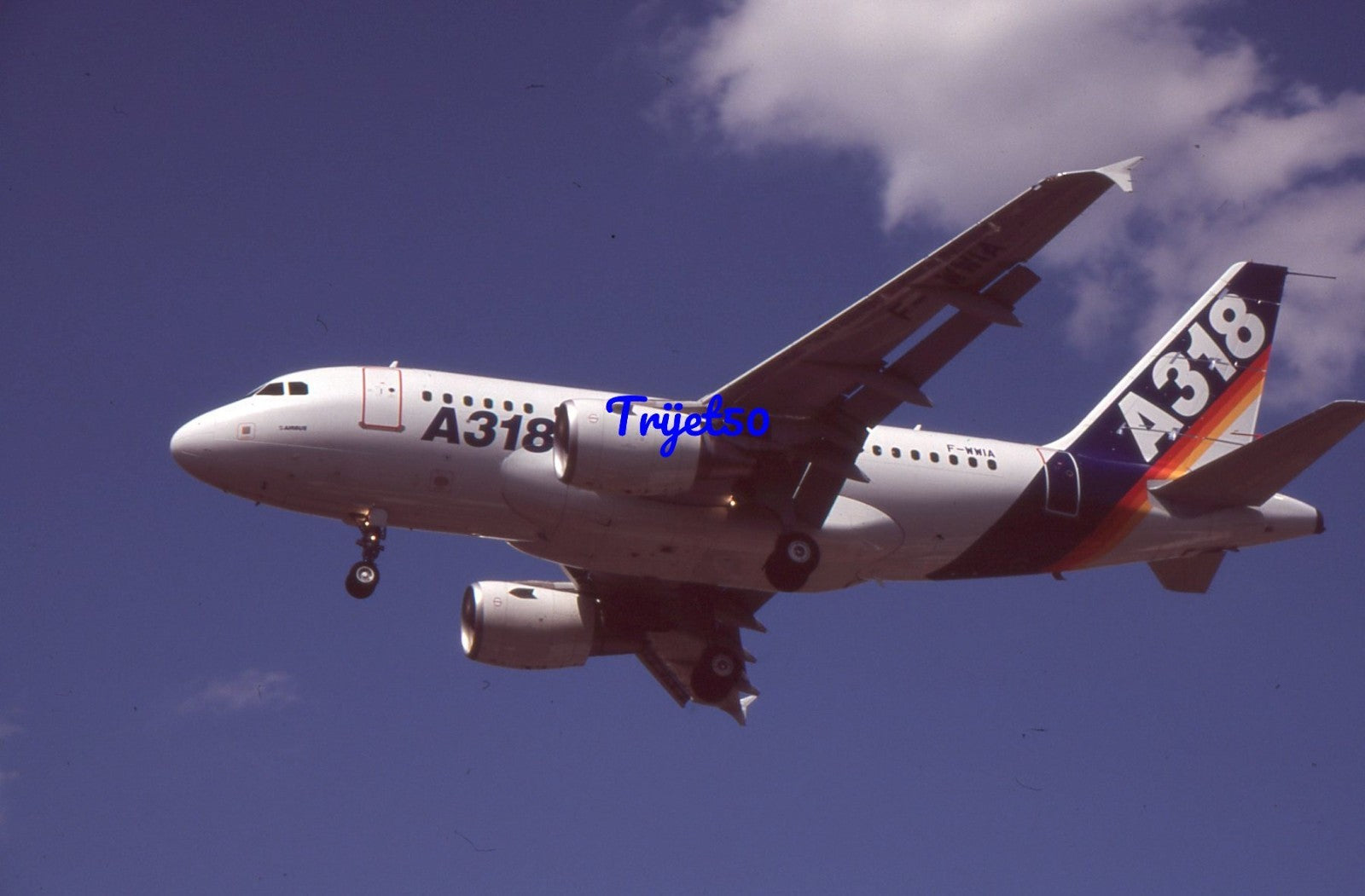 35mm Civil Aircraft Slide Airbus A318 F-WWIA at Farnborough 2004