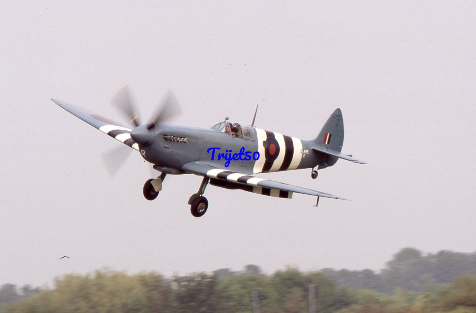 35mm Military Aircraft Slide Spitfire PL965 G-MKXI at Shoreham 2005