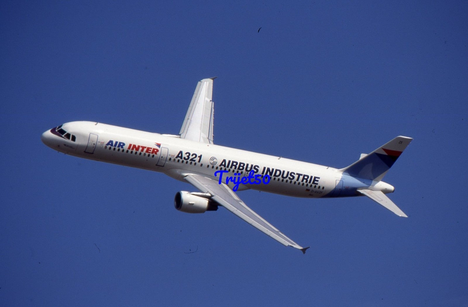 35mm Civil Aircraft Slide Airbus A321 D-AIZF Air Inter Airbus Demonstrator Moscow 1995