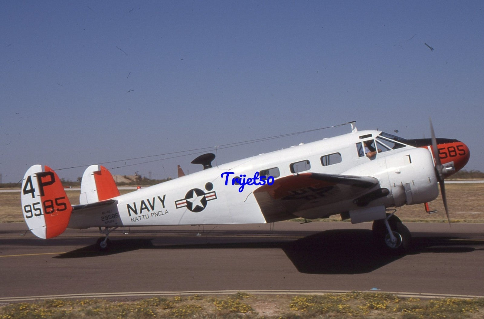 35mm Military Aircraft Slide Beech RC-45J 9585 N585PB at Midland in 1999
