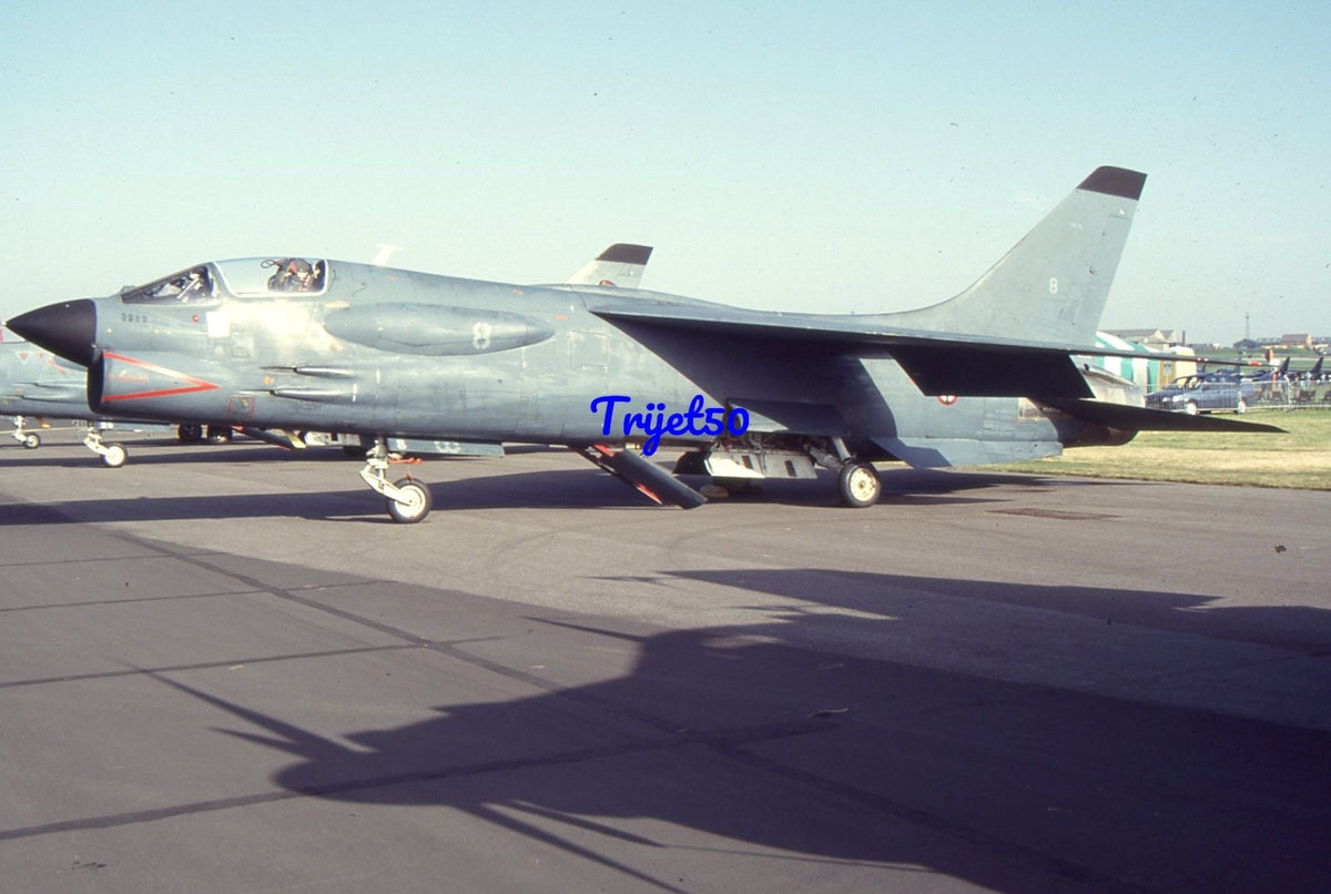 35mm Military Aircraft Slide F-8E Crusader 8 Aeronavale RAF Boscombe Down 1992