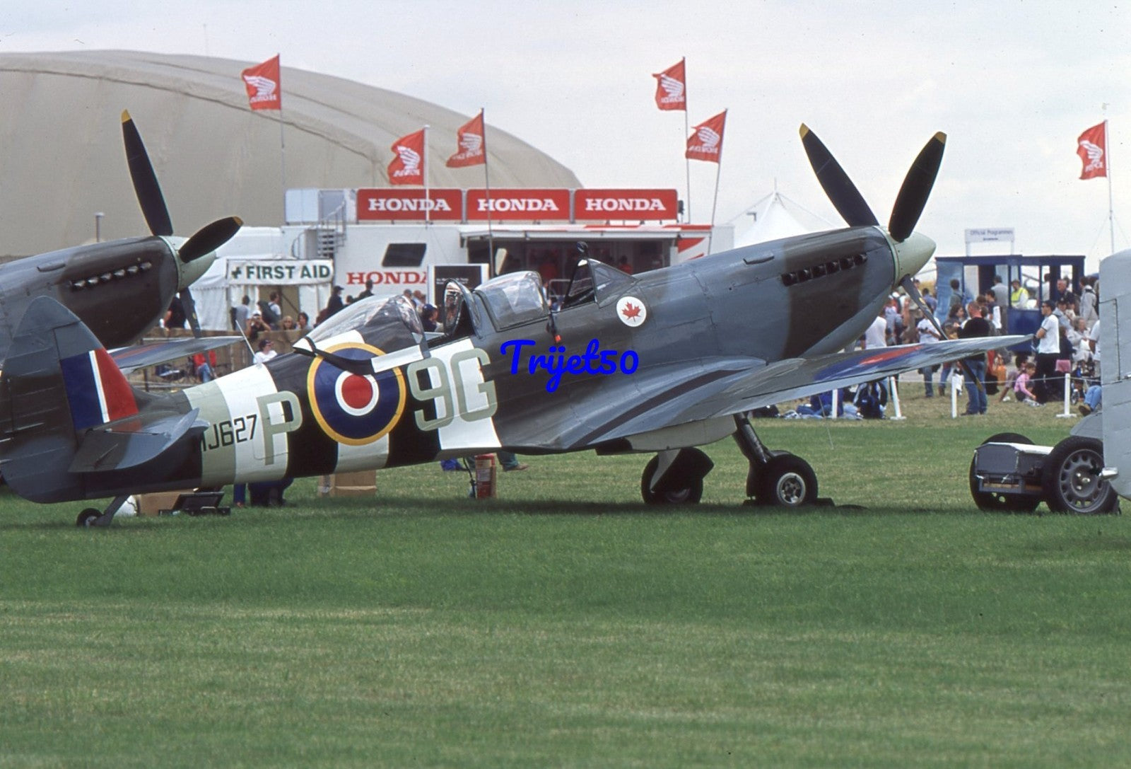 35mm Military Aircraft Slide Spitfire G-BMSD MJ627 RIAT Fairford 2004