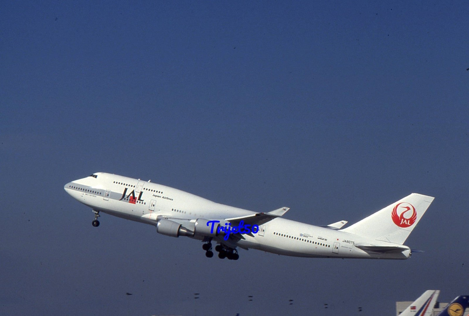 35mm Civil Aircraft Slide Boeing 747 JA8075 Japan Airlines at LAX 1995