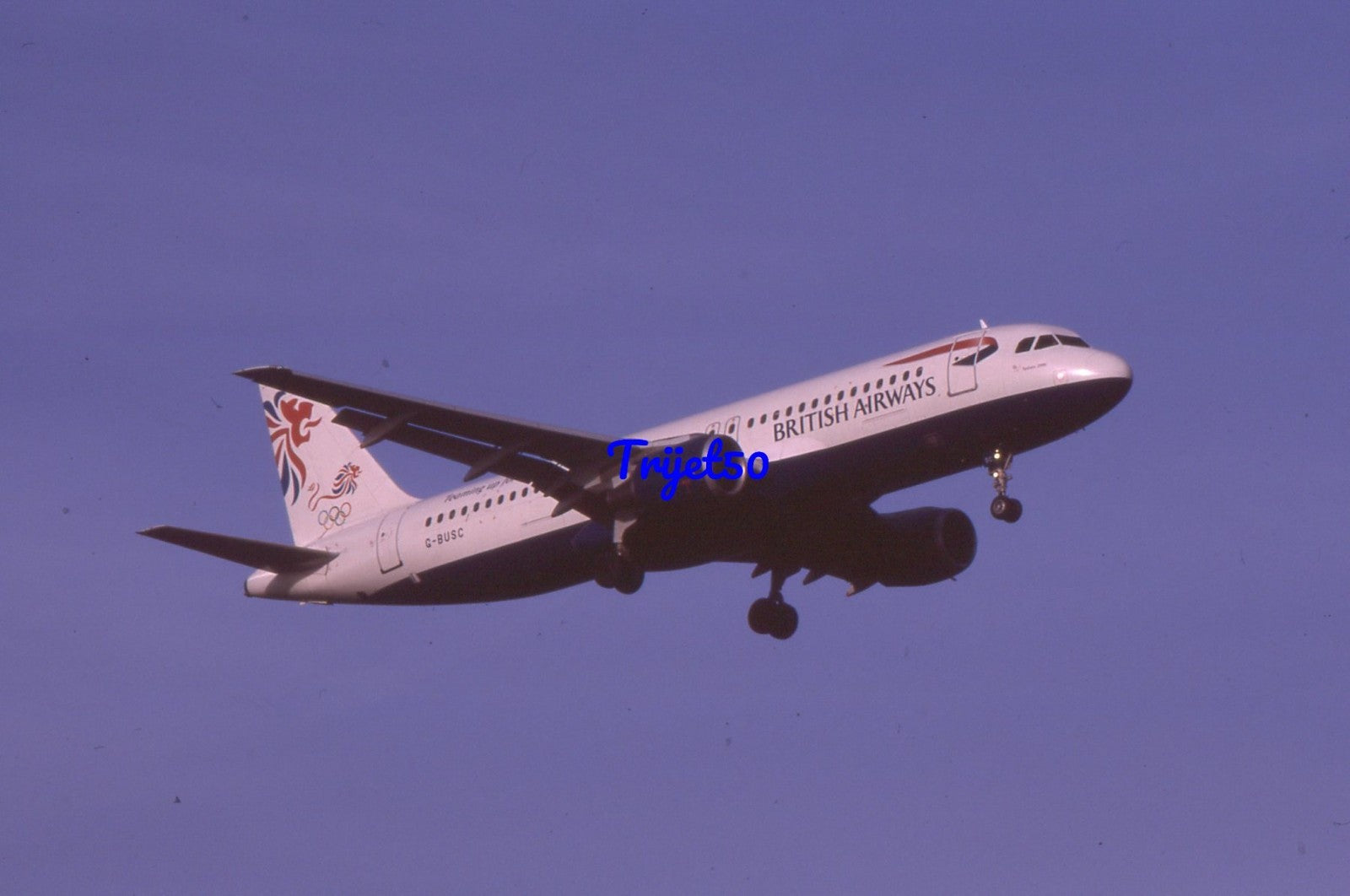 35mm Civil Aircraft Slide Airbus A320 G-BUSC British Airways Heathrow 2000