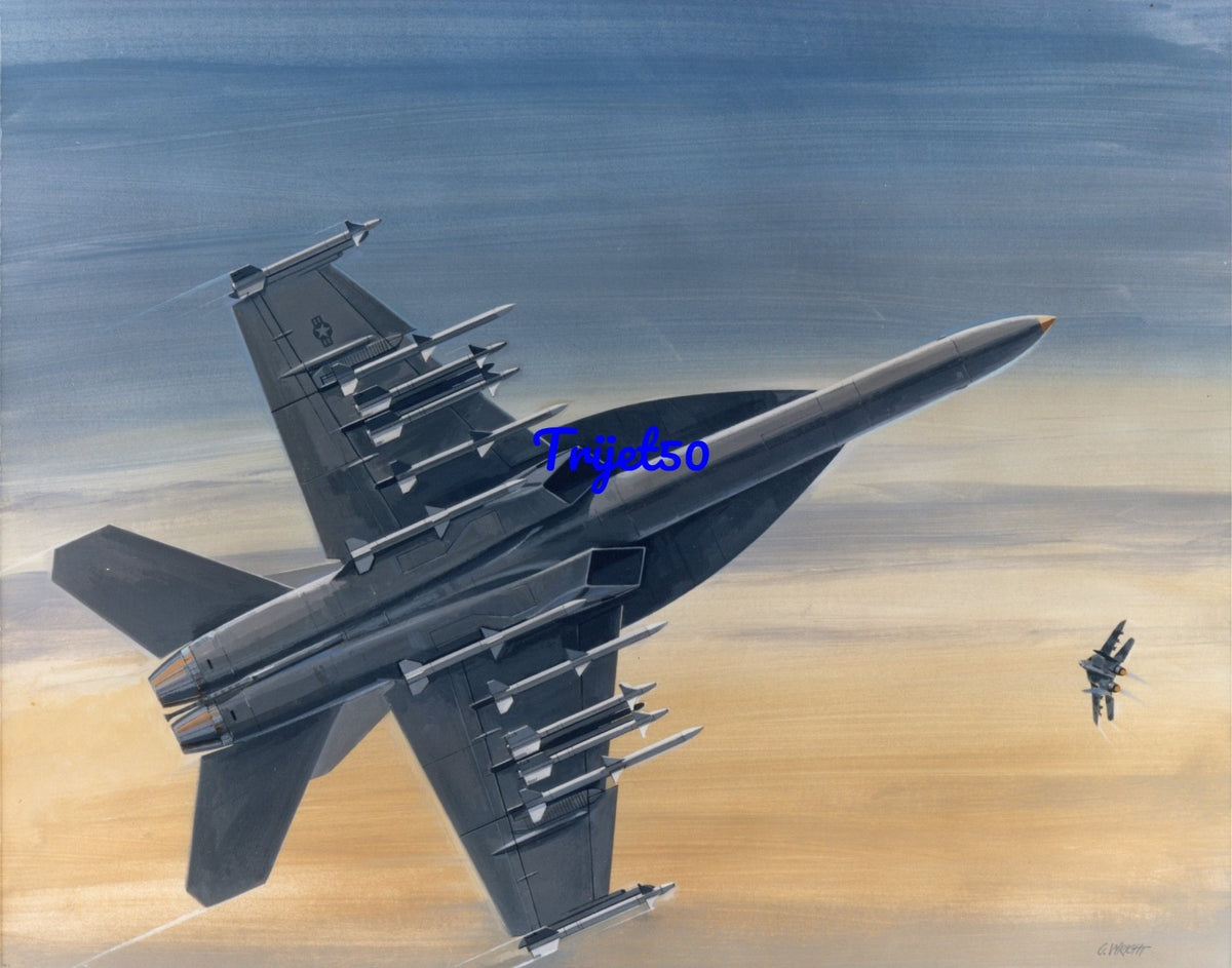 10X8 Colour Photo F/A-18 E/F Hornet Banking Artists Impression