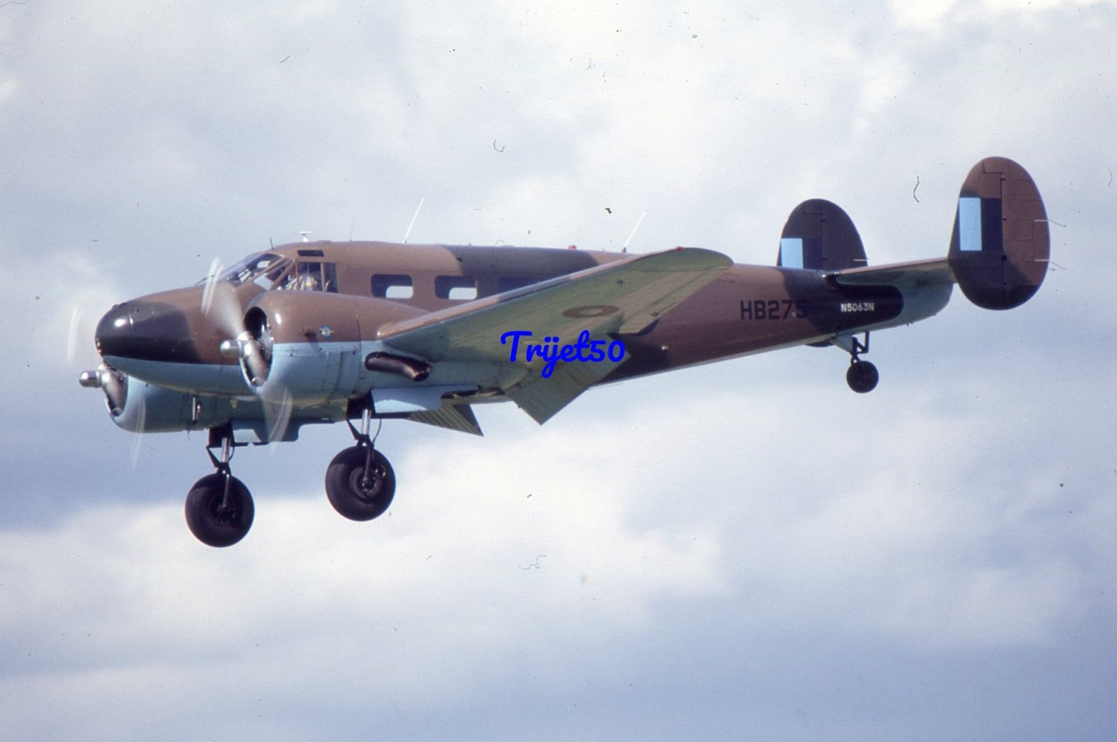 35mm Military Aircraft Slide Beech Expeditor HB275 N5063N in 1992