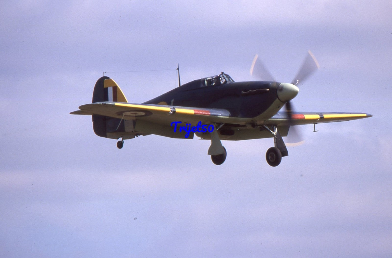 35mm Military Aircraft Slide Sea Hurricane G-BKTH at Duxford in 2000
