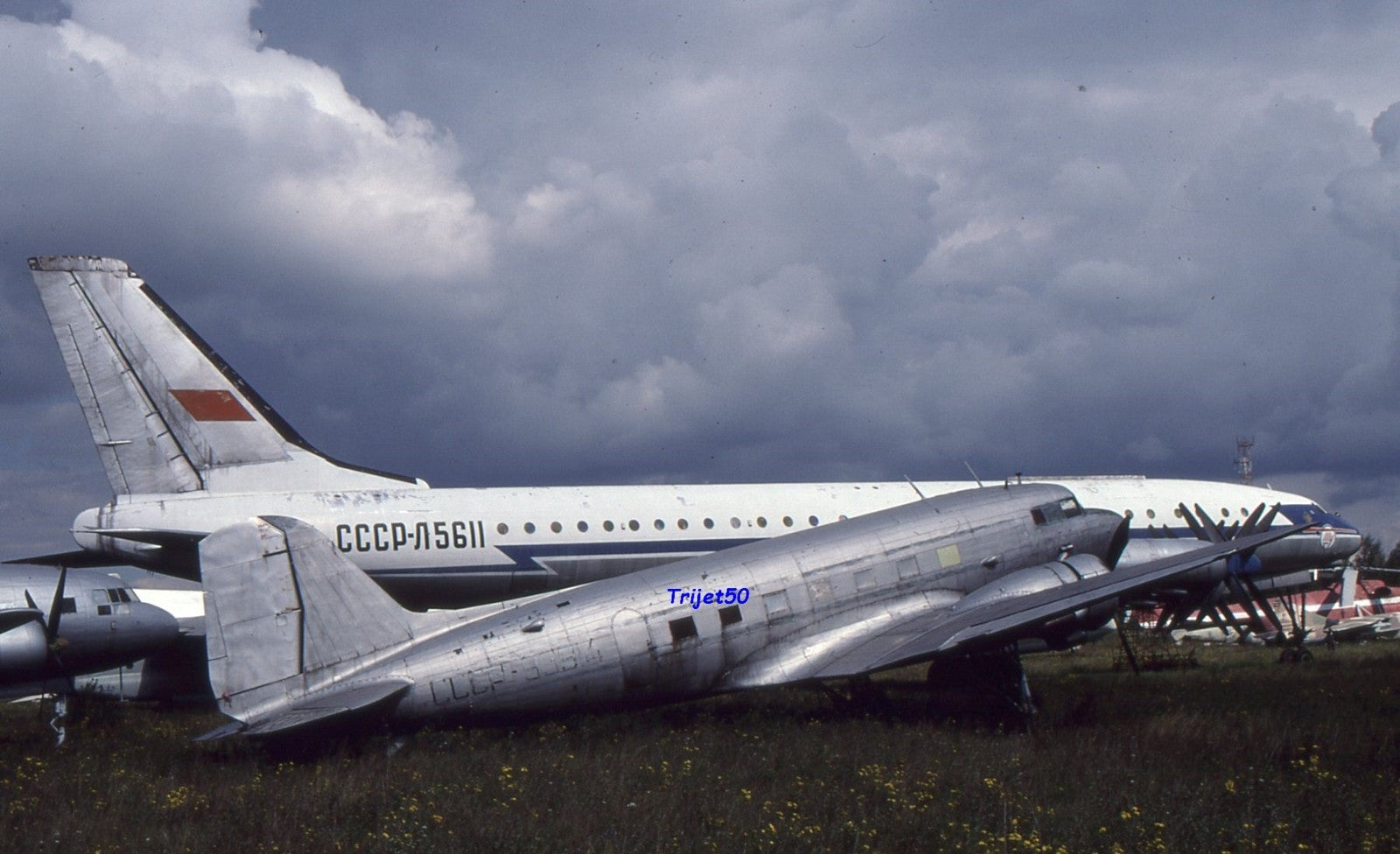 35mm Military Aircraft Slide Lisunov Li-2 CCCP-93914 at Monino in 1994