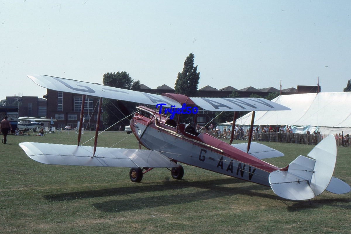 35mm Civil Aircraft Slide De Havilland DH60 Moth G-AANV Cranfield 1984