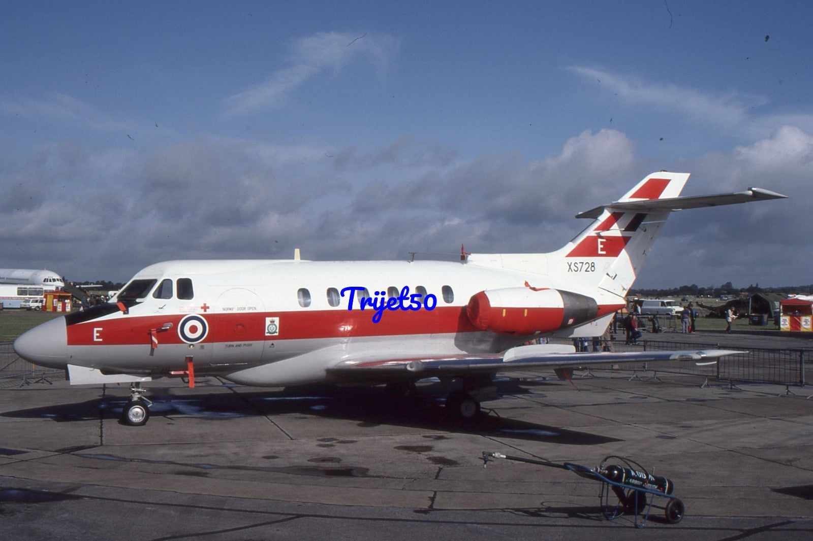 35mm Military Aircraft Slide HS125 Dominie XS728 RAF Abingdon 1983