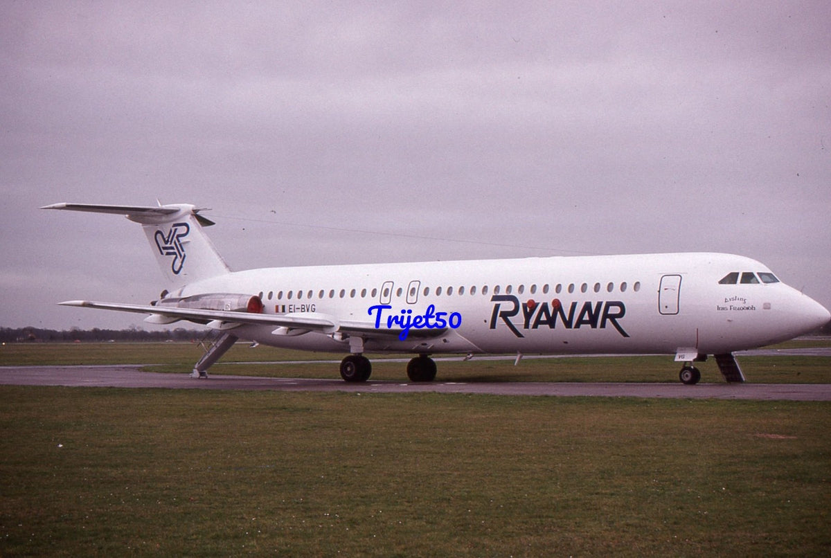 35mm Civil Aircraft Slide BAC 1-11 EI-BVG Ryanair Bournemouth 1988