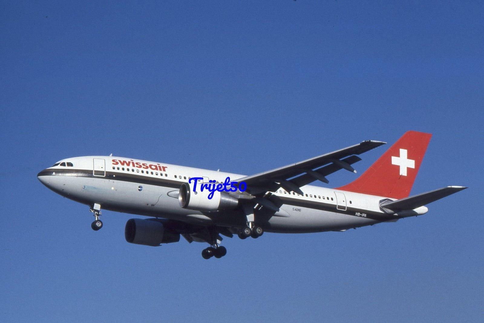 35mm Civil Aircraft Slide Airbus A310 Swissair HB-IPA Heathrow