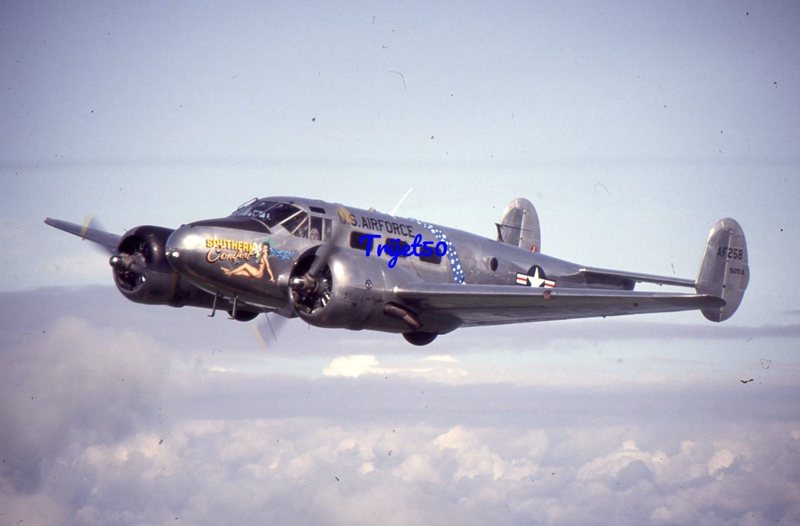 35mm Military Aircraft Slide Beech C-45 AF258 G-BSZC Southern Comfort Air-Air 1992