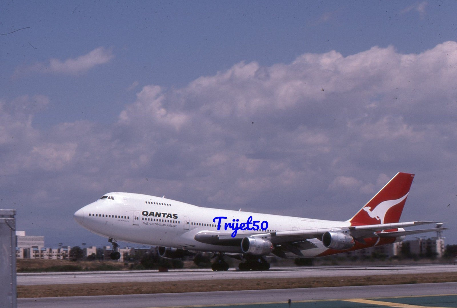 35mm Civil Aircraft Slide Boeing 747 VH-ECC Qantas LAX