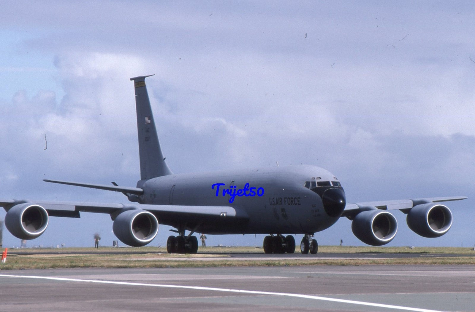 35mm Military Aircraft Slide Boeing KC-135R 91507 USAF at RAF St Mawgan 1996