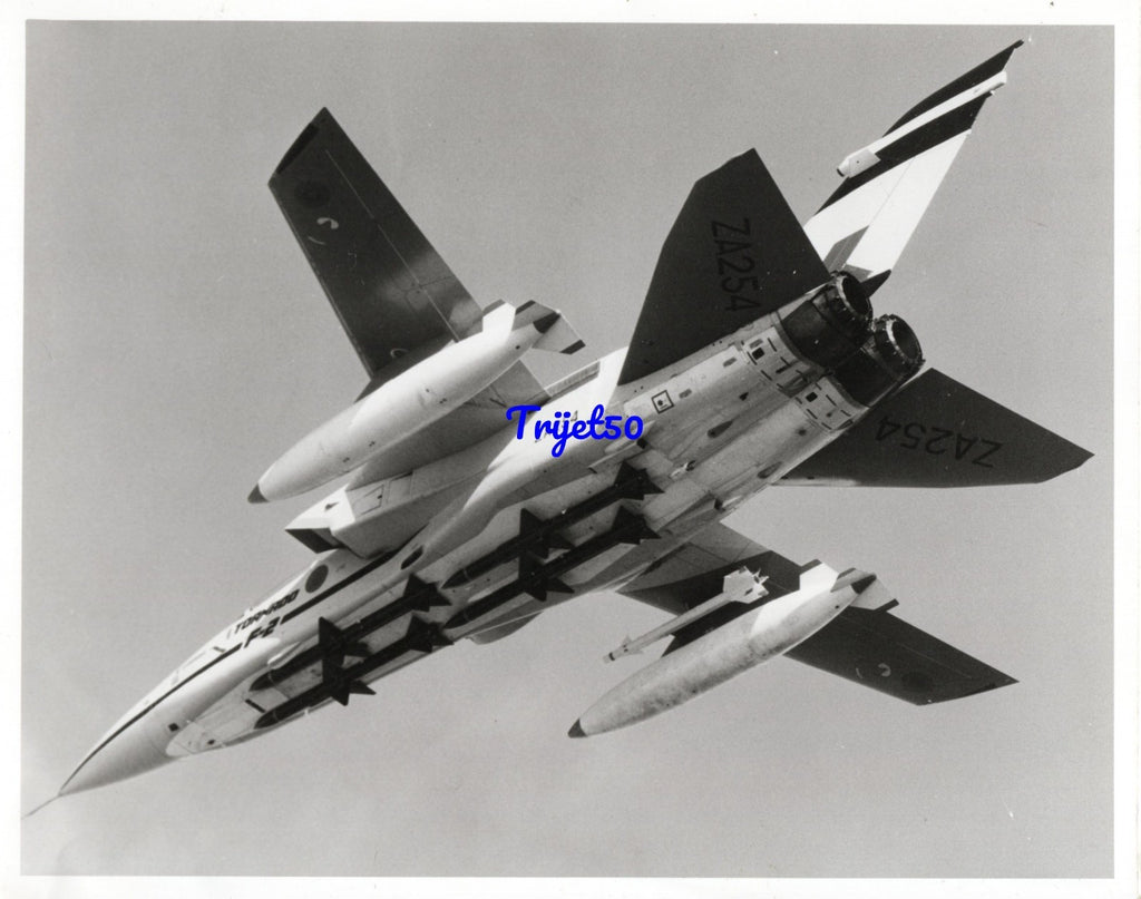 10X8 B&W Photo Tornado F2 ADV ZA254 with Sky Flash,Sidewinder & Long Range Tanks