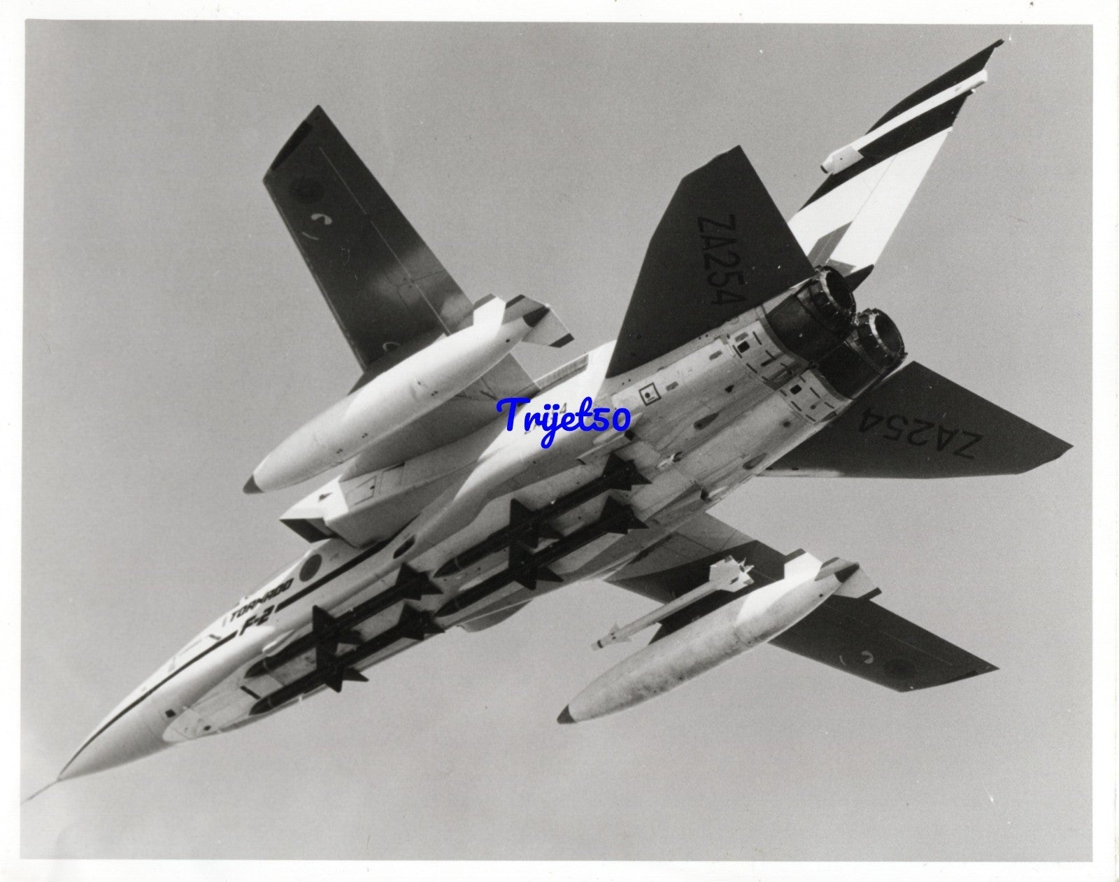 10X8 B&W Photo Tornado F2 ADV ZA254 with Sky Flash,Sidewinder & Long Range Tanks