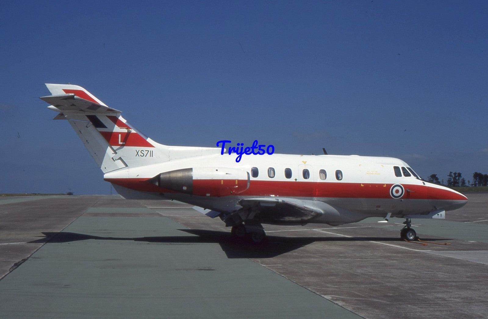 35mm Military Aircraft Slide HS125 Dominie XS711 RAF St Mawgan 1997